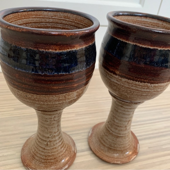 Two Hand Thrown Chalices/ Wine Goblets - Picture 2 of 5